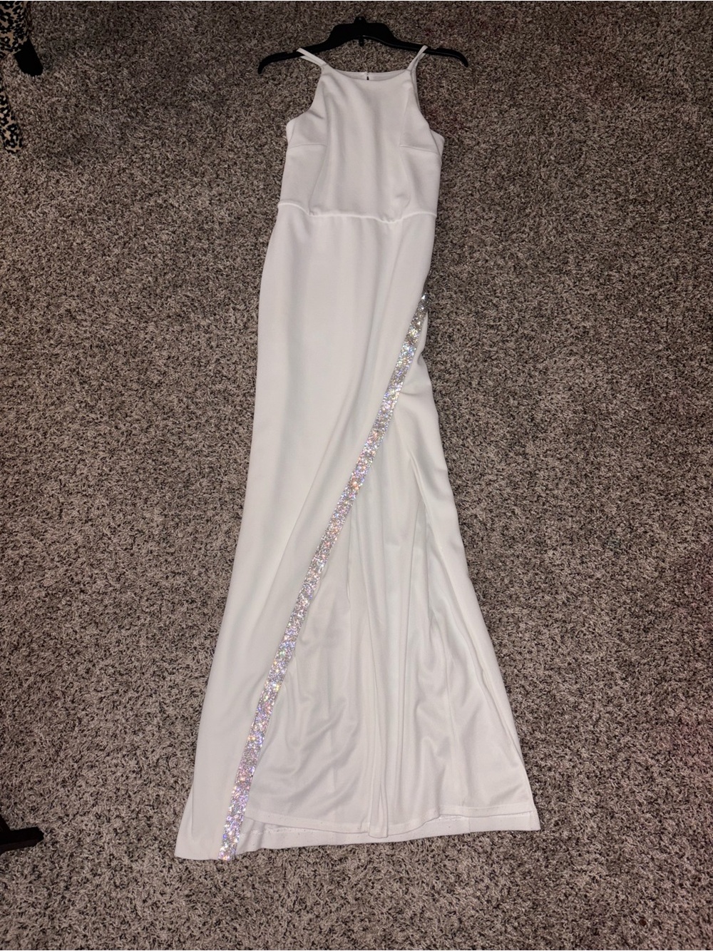 BCX White Maxi Skirt with Sequin Side Trim